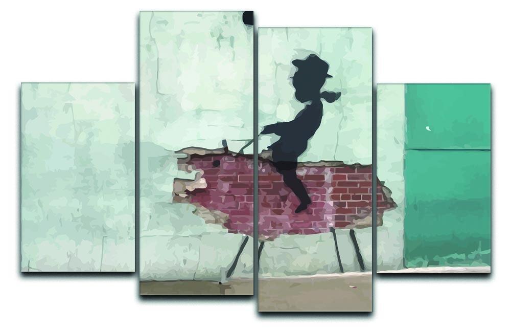 Banksy Rodeo Boy 4 Split Panel Canvas  - Canvas Art Rocks - 1