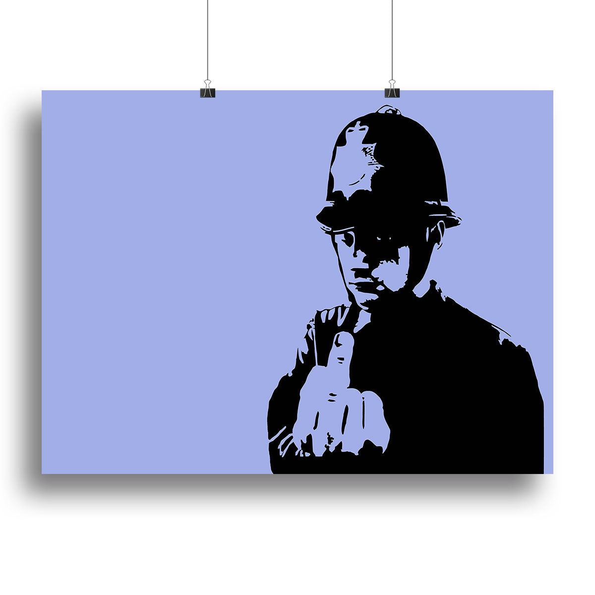 Banksy Rude Policeman Blue Canvas Print or Poster - Canvas Art Rocks - 2