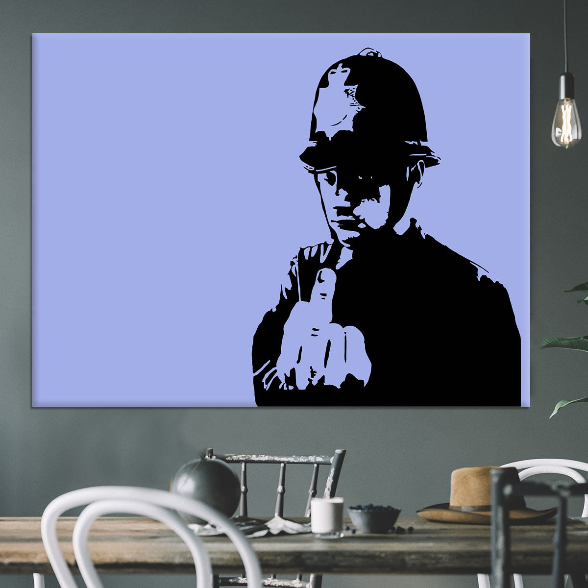 Banksy Rude Policeman Blue Canvas Print or Poster - Canvas Art Rocks - 3