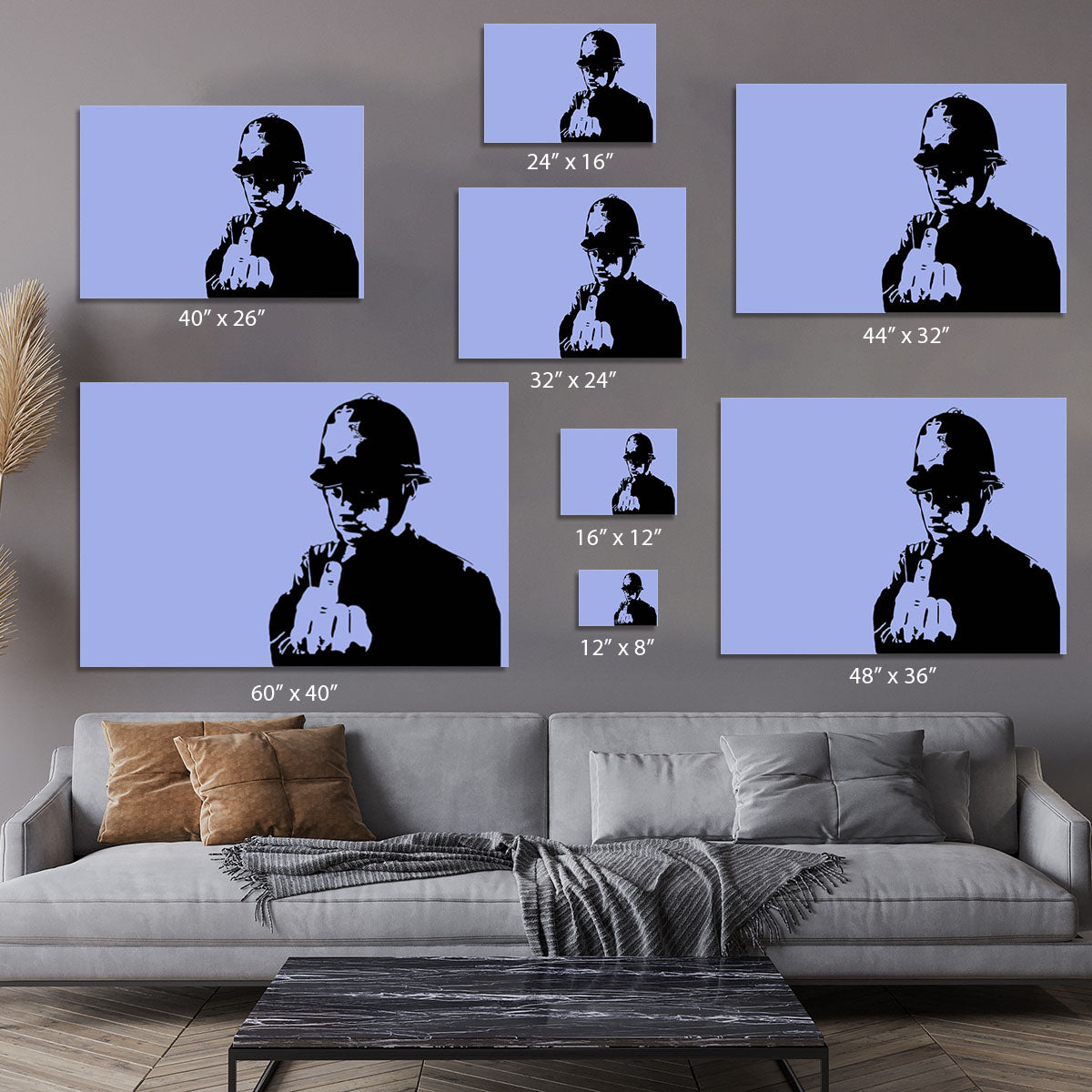 Banksy Rude Policeman Blue Canvas Print or Poster - Canvas Art Rocks - 7
