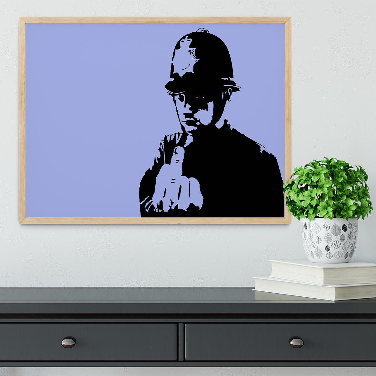 Banksy Rude Policeman Blue Framed Print - Canvas Art Rocks - 4