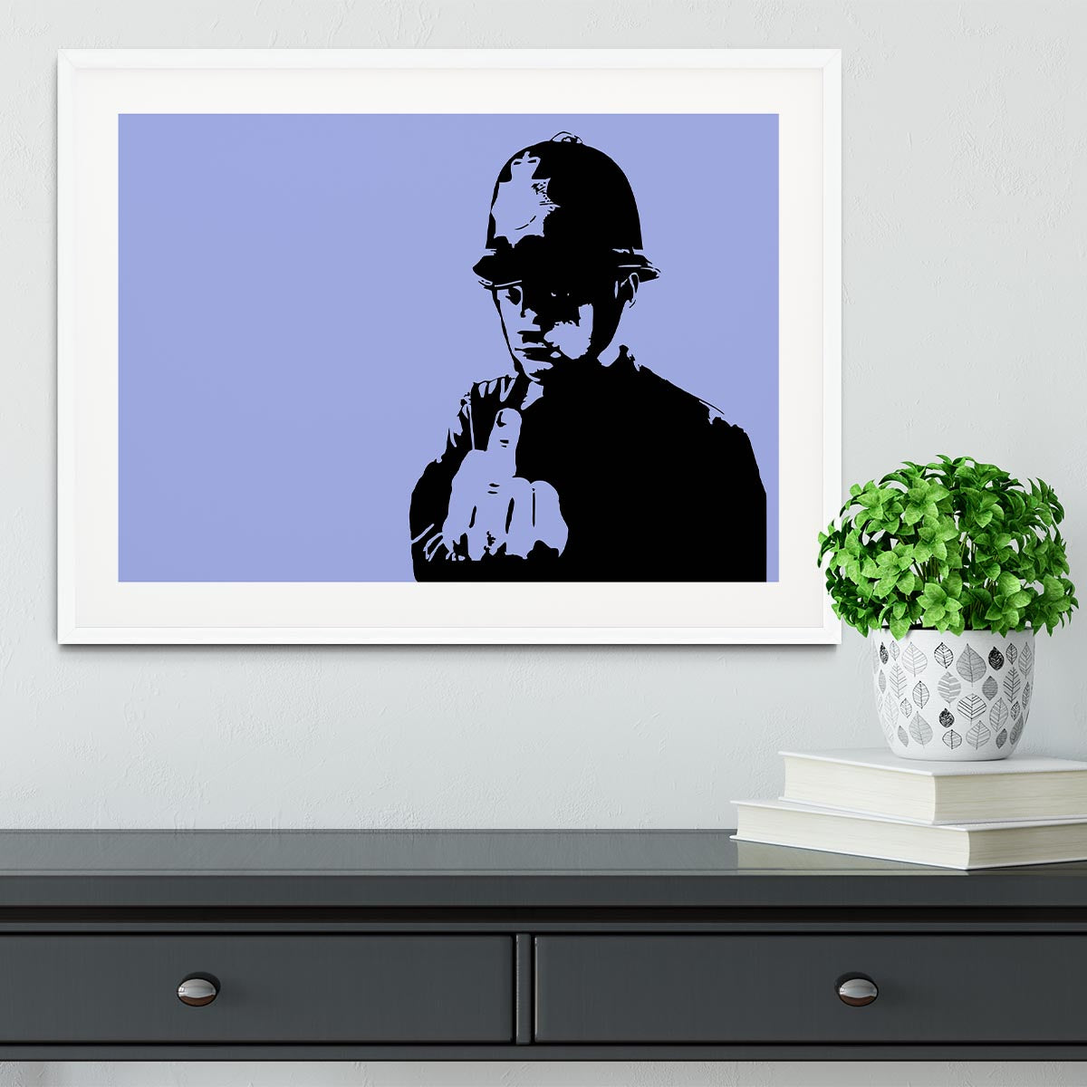 Banksy Rude Policeman Blue Framed Print - Canvas Art Rocks - 5