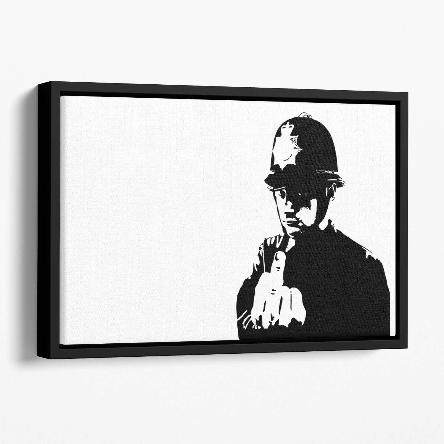 Banksy Rude Policeman Floating Framed Canvas