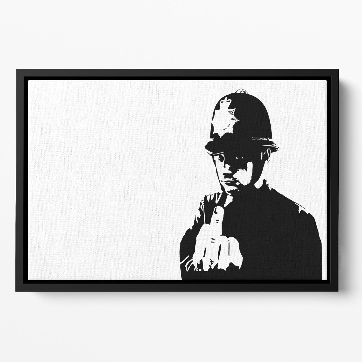 Banksy Rude Policeman Floating Framed Canvas