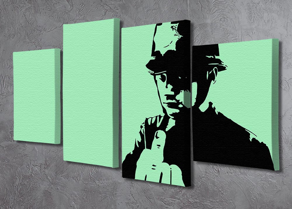 Banksy Rude Policeman Green 4 Split Panel Canvas - Canvas Art Rocks - 2