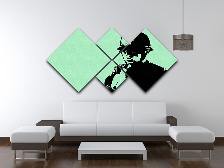 Banksy Rude Policeman Green 4 Square Multi Panel Canvas - Canvas Art Rocks - 3