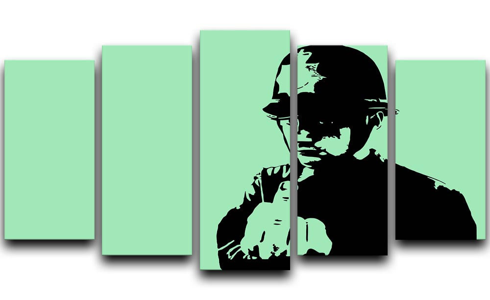Banksy Rude Policeman Green 5 Split Panel Canvas - Canvas Art Rocks - 1