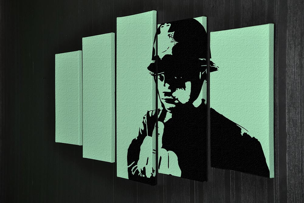 Banksy Rude Policeman Green 5 Split Panel Canvas - Canvas Art Rocks - 2