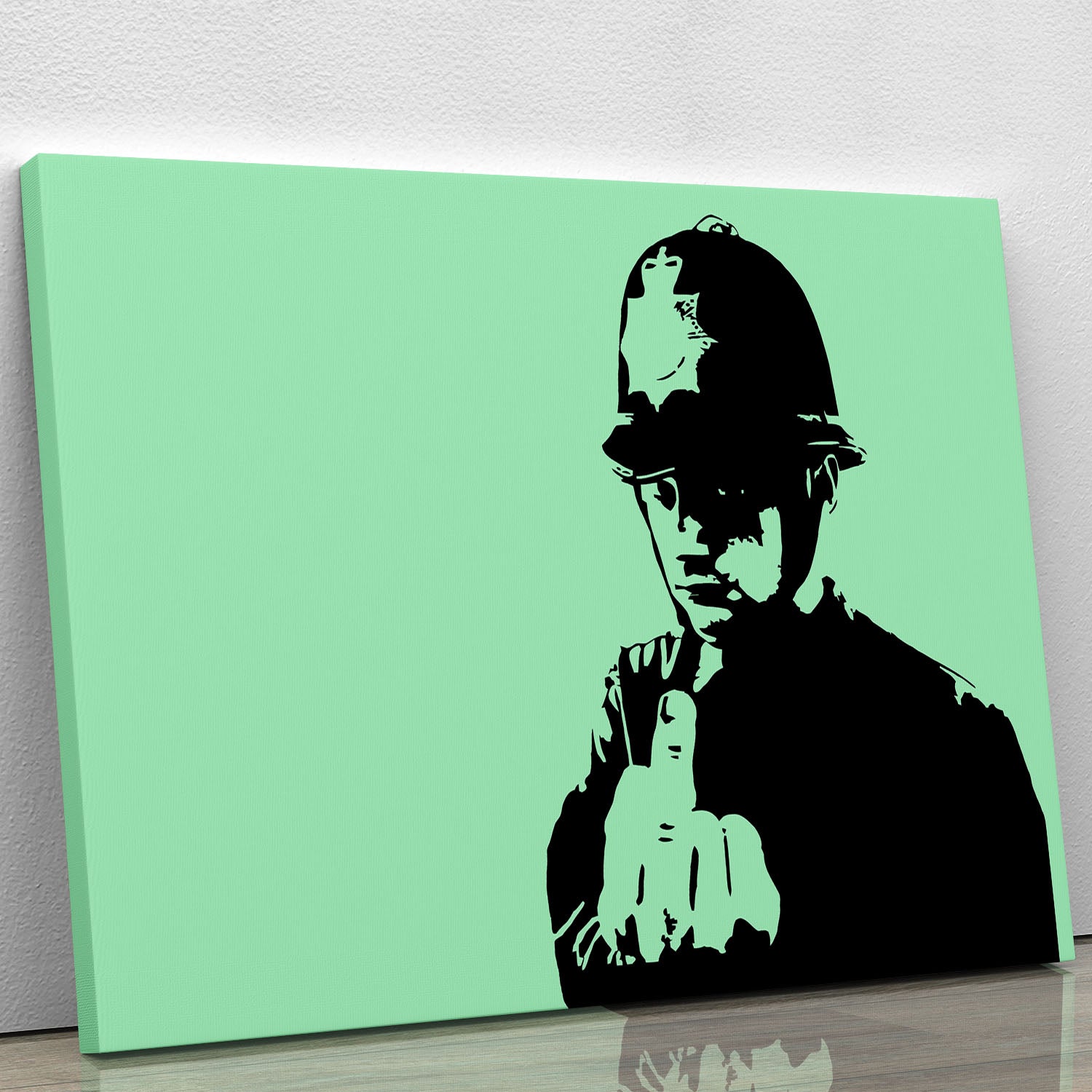 Banksy Rude Policeman Green Canvas Print or Poster - Canvas Art Rocks - 1