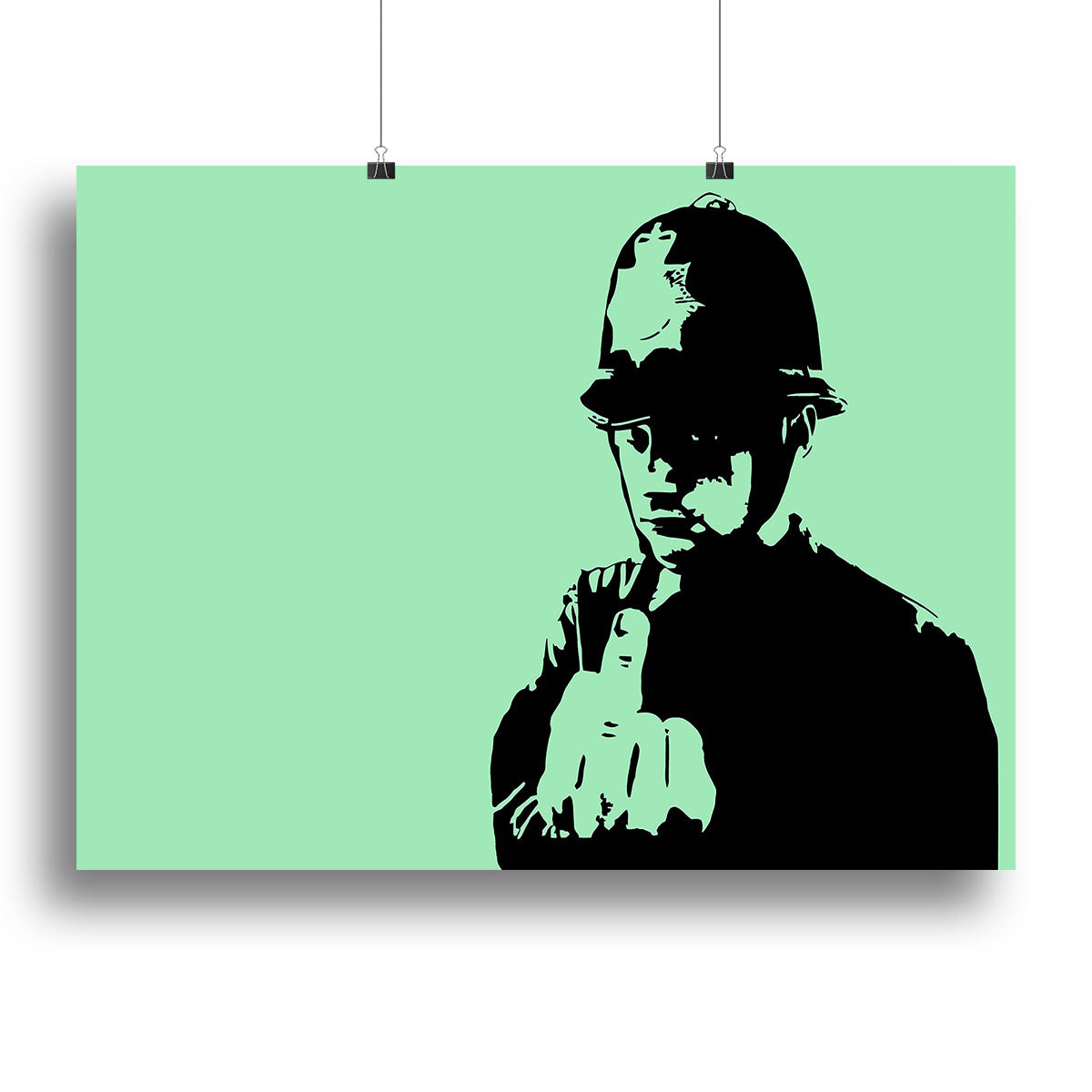 Banksy Rude Policeman Green Canvas Print or Poster - Canvas Art Rocks - 2