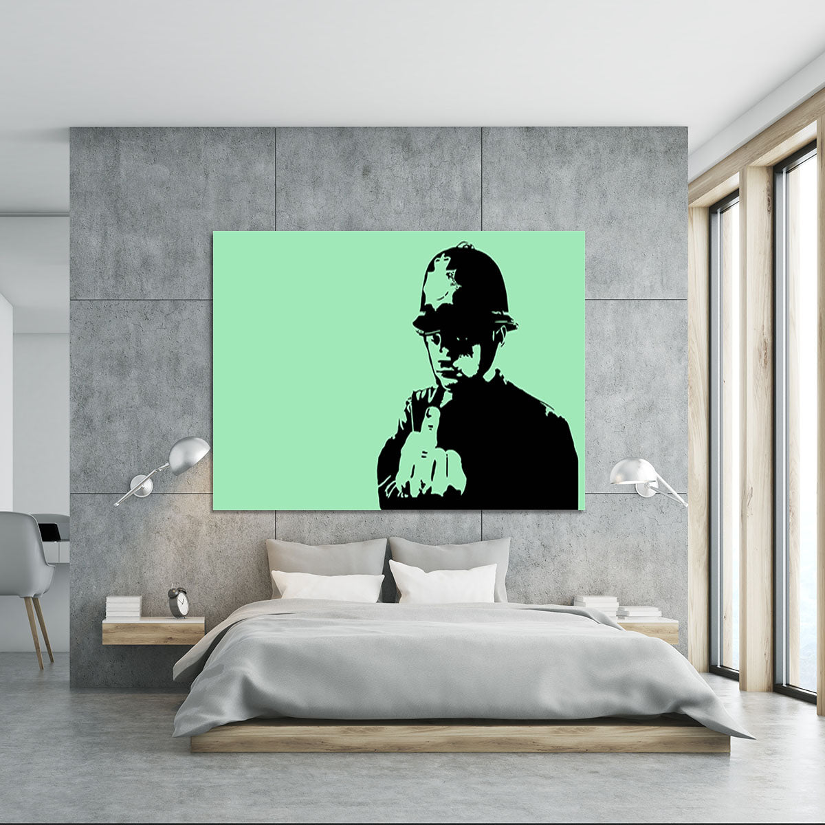 Banksy Rude Policeman Green Canvas Print or Poster - Canvas Art Rocks - 5