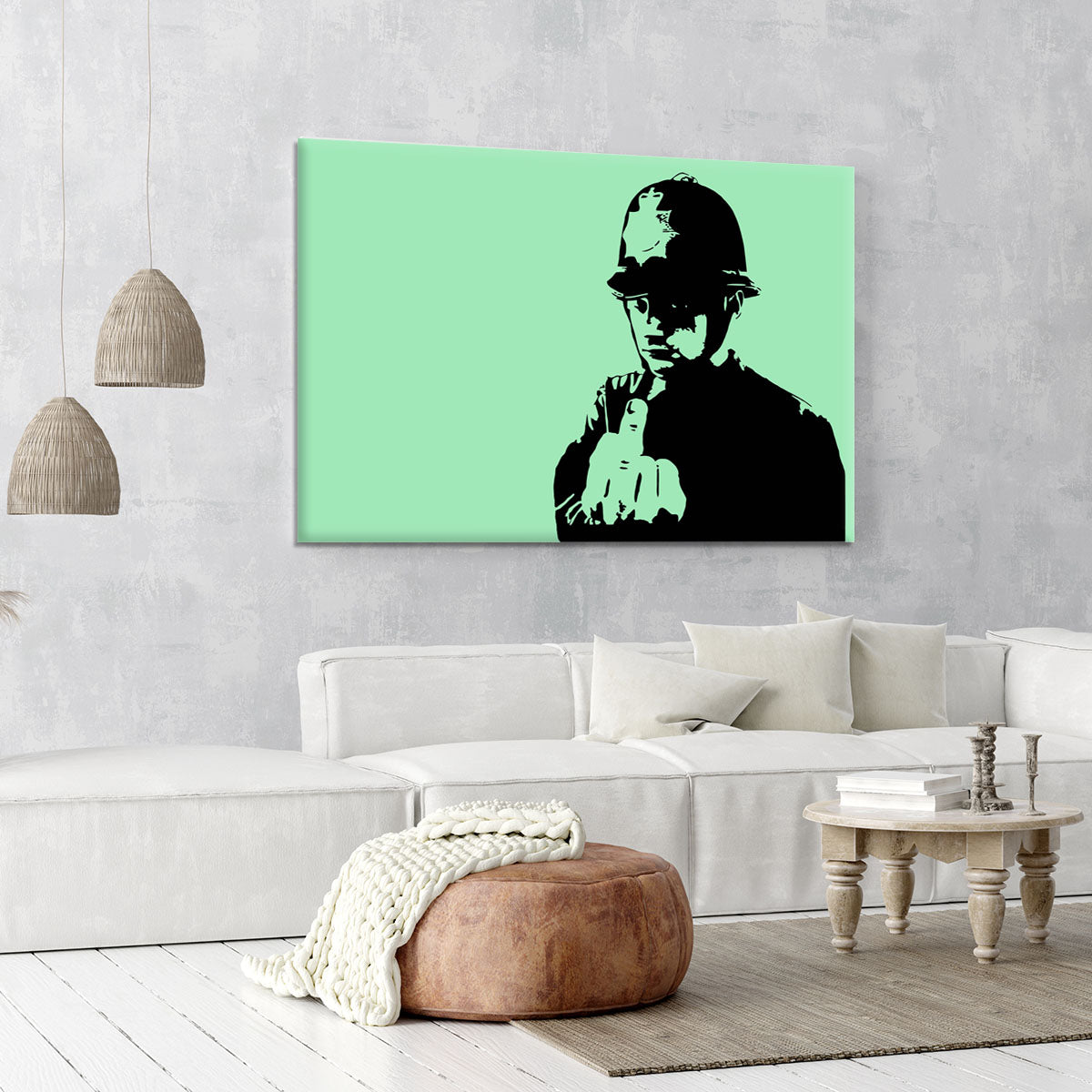 Banksy Rude Policeman Green Canvas Print or Poster - Canvas Art Rocks - 6