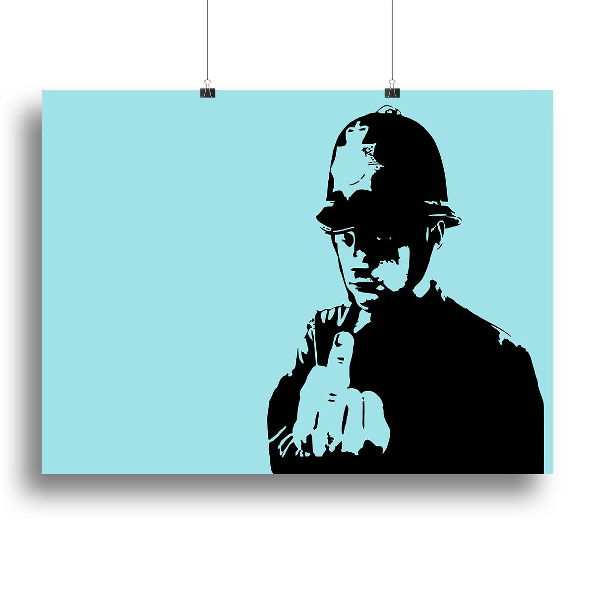 Banksy Rude Policeman Light Blue Canvas Print or Poster - Canvas Art Rocks - 2