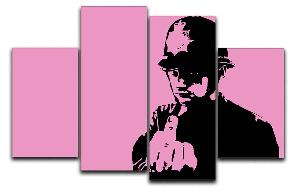 Banksy Rude Policeman Pink 4 Split Panel Canvas - Canvas Art Rocks - 1
