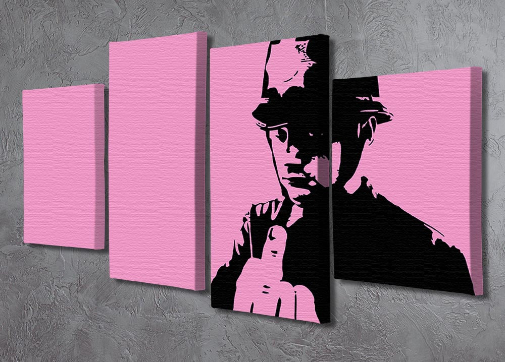 Banksy Rude Policeman Pink 4 Split Panel Canvas - Canvas Art Rocks - 2