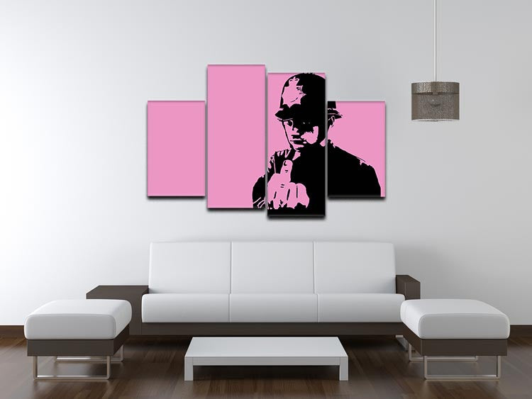 Banksy Rude Policeman Pink 4 Split Panel Canvas - Canvas Art Rocks - 3