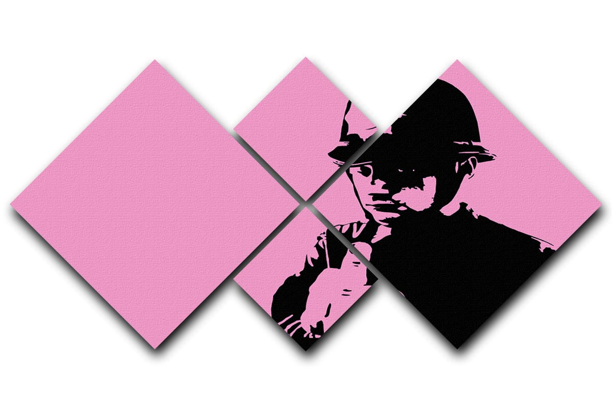 Banksy Rude Policeman Pink 4 Square Multi Panel Canvas - Canvas Art Rocks - 1