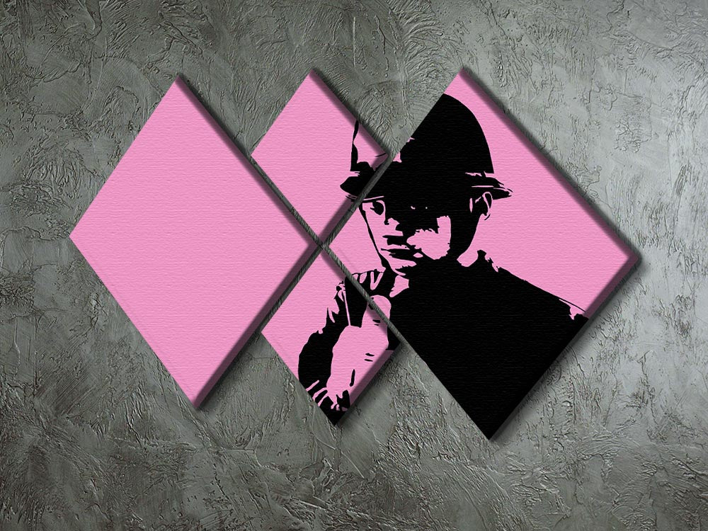 Banksy Rude Policeman Pink 4 Square Multi Panel Canvas - Canvas Art Rocks - 2