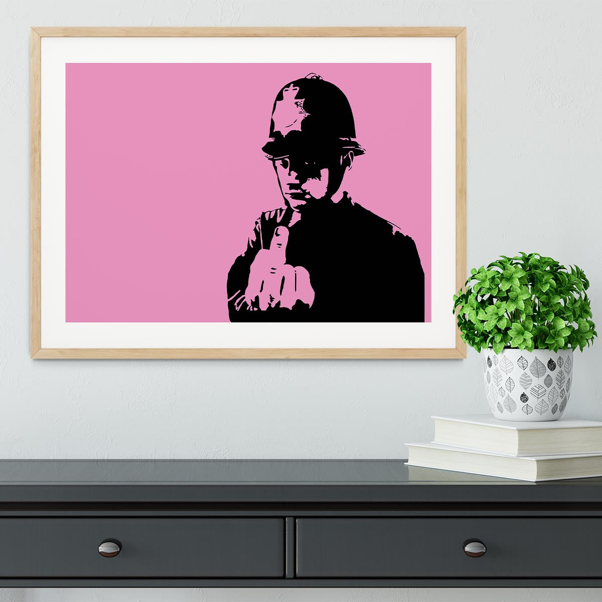 Banksy Rude Policeman Pink Framed Print - Canvas Art Rocks - 3