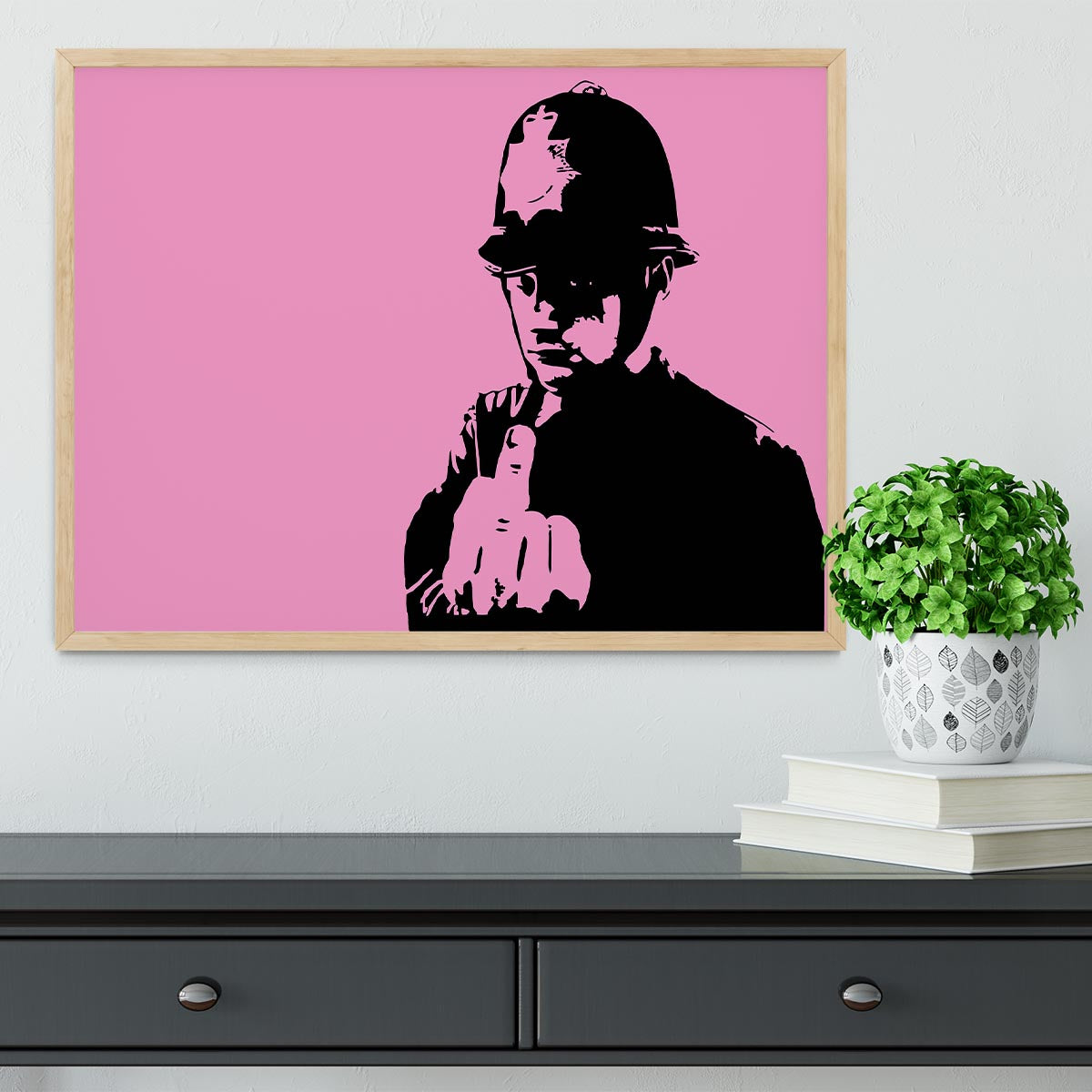 Banksy Rude Policeman Pink Framed Print - Canvas Art Rocks - 4