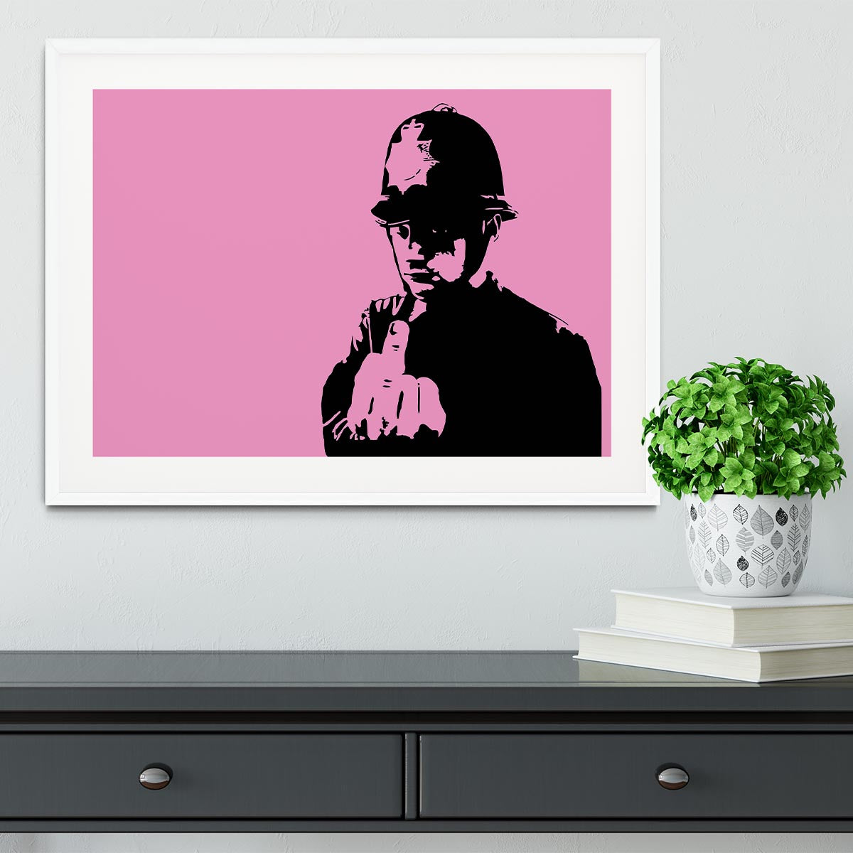 Banksy Rude Policeman Pink Framed Print - Canvas Art Rocks - 5