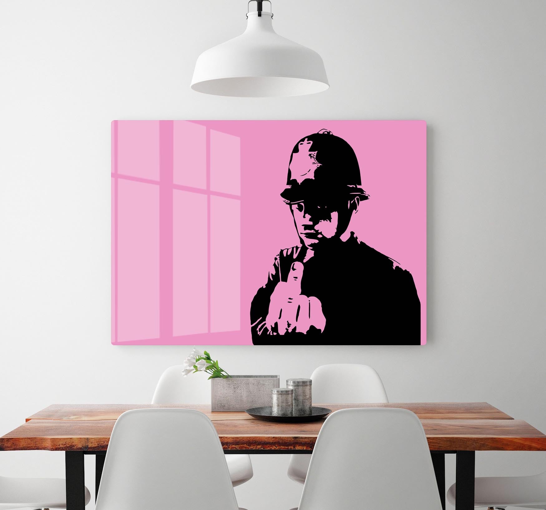 Banksy Rude Policeman Pink Acrylic Block - Canvas Art Rocks - 2