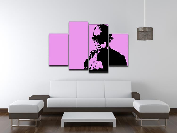 Banksy Rude Policeman Purple 4 Split Panel Canvas - Canvas Art Rocks - 3