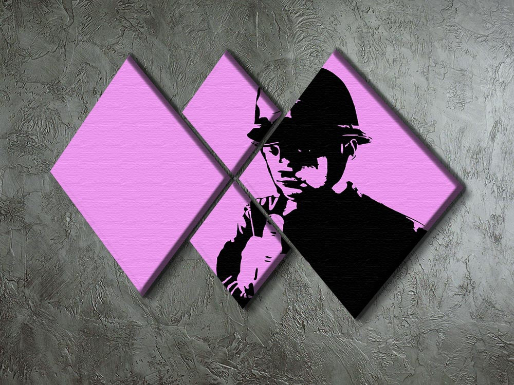 Banksy Rude Policeman Purple 4 Square Multi Panel Canvas - Canvas Art Rocks - 2