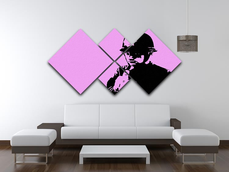 Banksy Rude Policeman Purple 4 Square Multi Panel Canvas - Canvas Art Rocks - 3