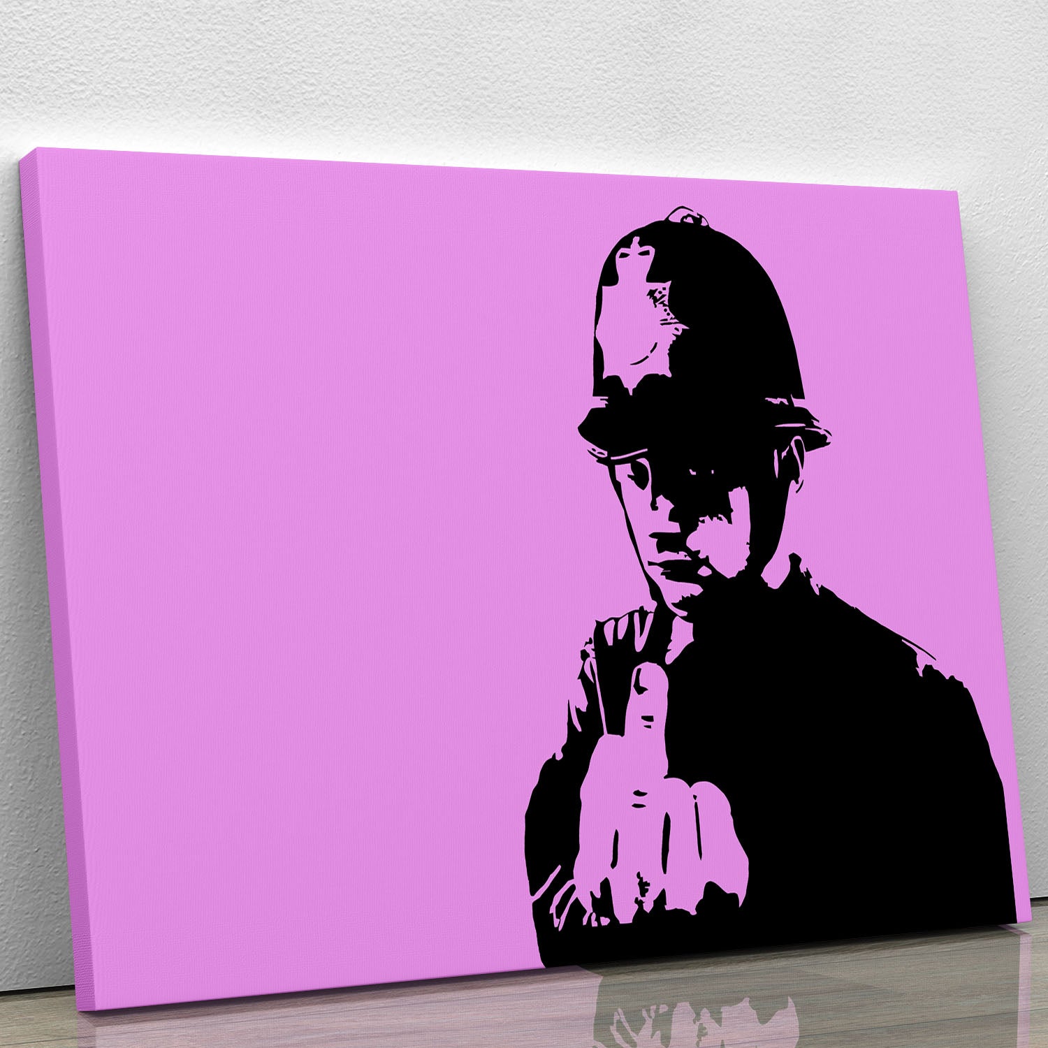 Banksy Rude Policeman Purple Canvas Print or Poster - Canvas Art Rocks - 1