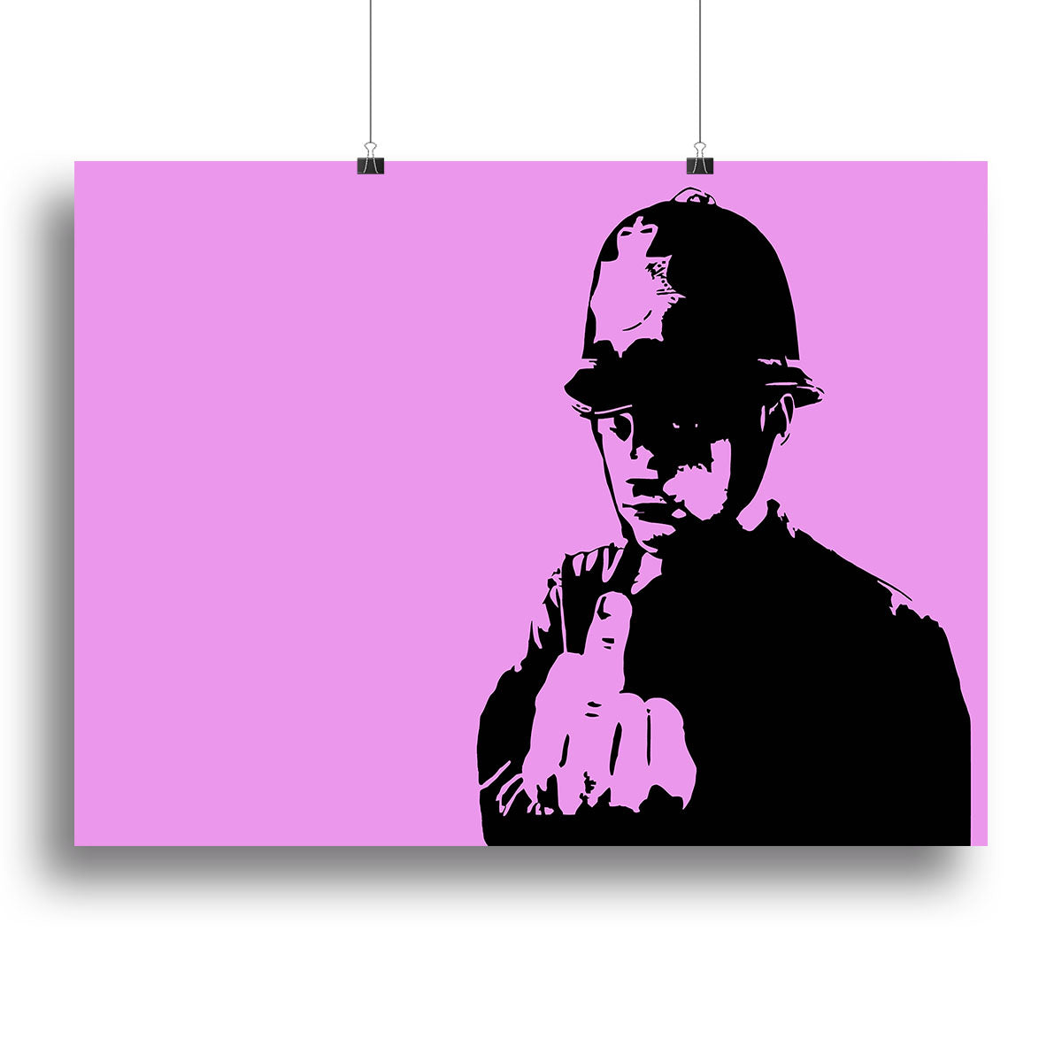 Banksy Rude Policeman Purple Canvas Print or Poster - Canvas Art Rocks - 2