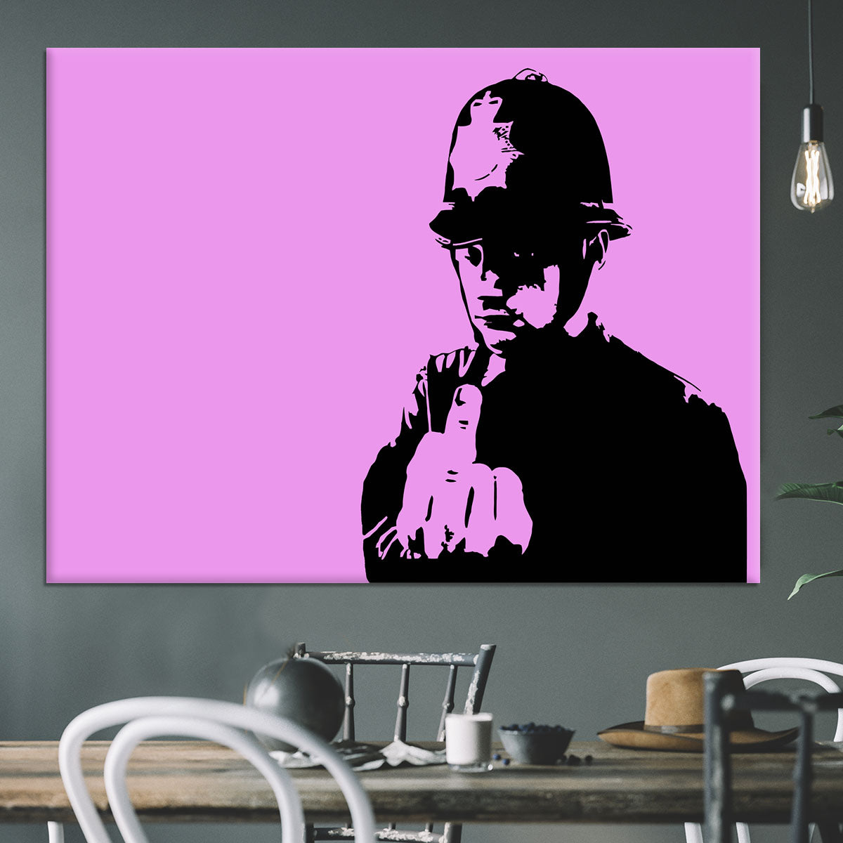 Banksy Rude Policeman Purple Canvas Print or Poster - Canvas Art Rocks - 3