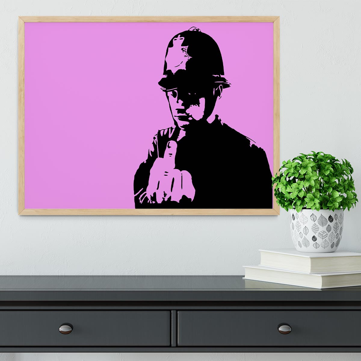 Banksy Rude Policeman Purple Framed Print - Canvas Art Rocks - 4