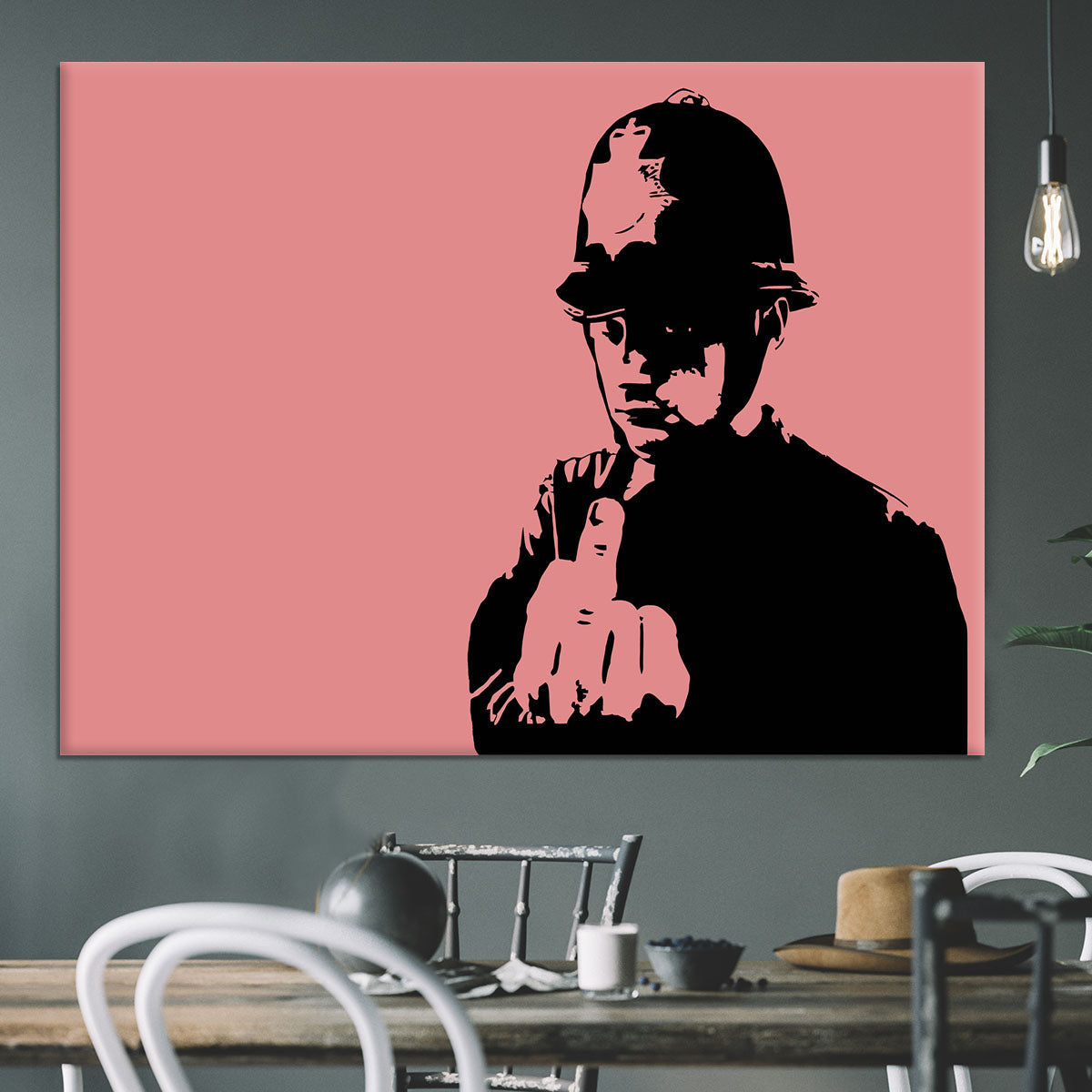 Banksy Rude Policeman Red Canvas Print or Poster - Canvas Art Rocks - 3
