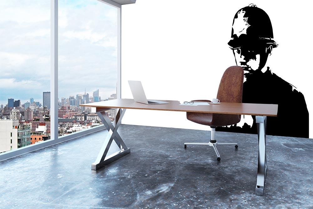 Banksy Rude Policeman Wall Mural Wallpaper - Canvas Art Rocks - 3