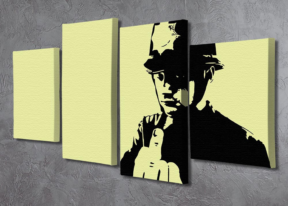 Banksy Rude Policeman Yellow 4 Split Panel Canvas - Canvas Art Rocks - 2
