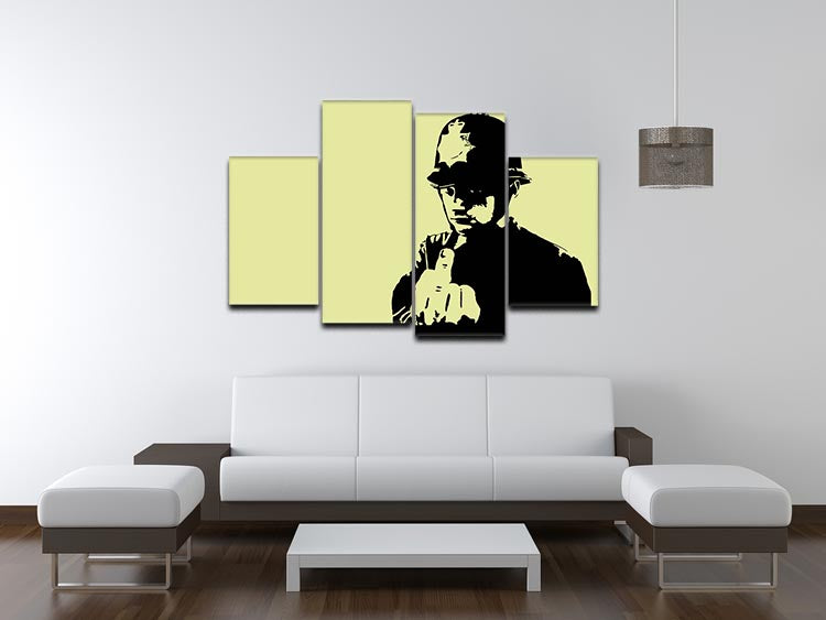 Banksy Rude Policeman Yellow 4 Split Panel Canvas - Canvas Art Rocks - 3