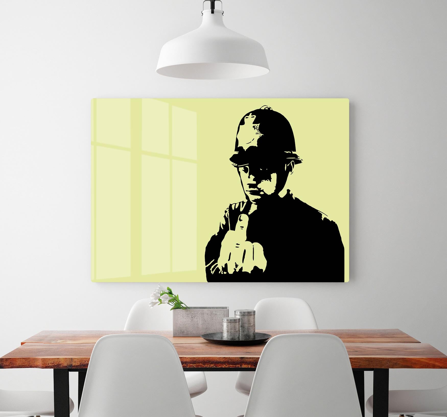 Banksy Rude Policeman Yellow Acrylic Block - Canvas Art Rocks - 2