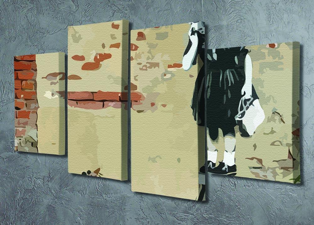 Banksy School Girl Mouse 4 Split Panel Canvas - Canvas Art Rocks - 2