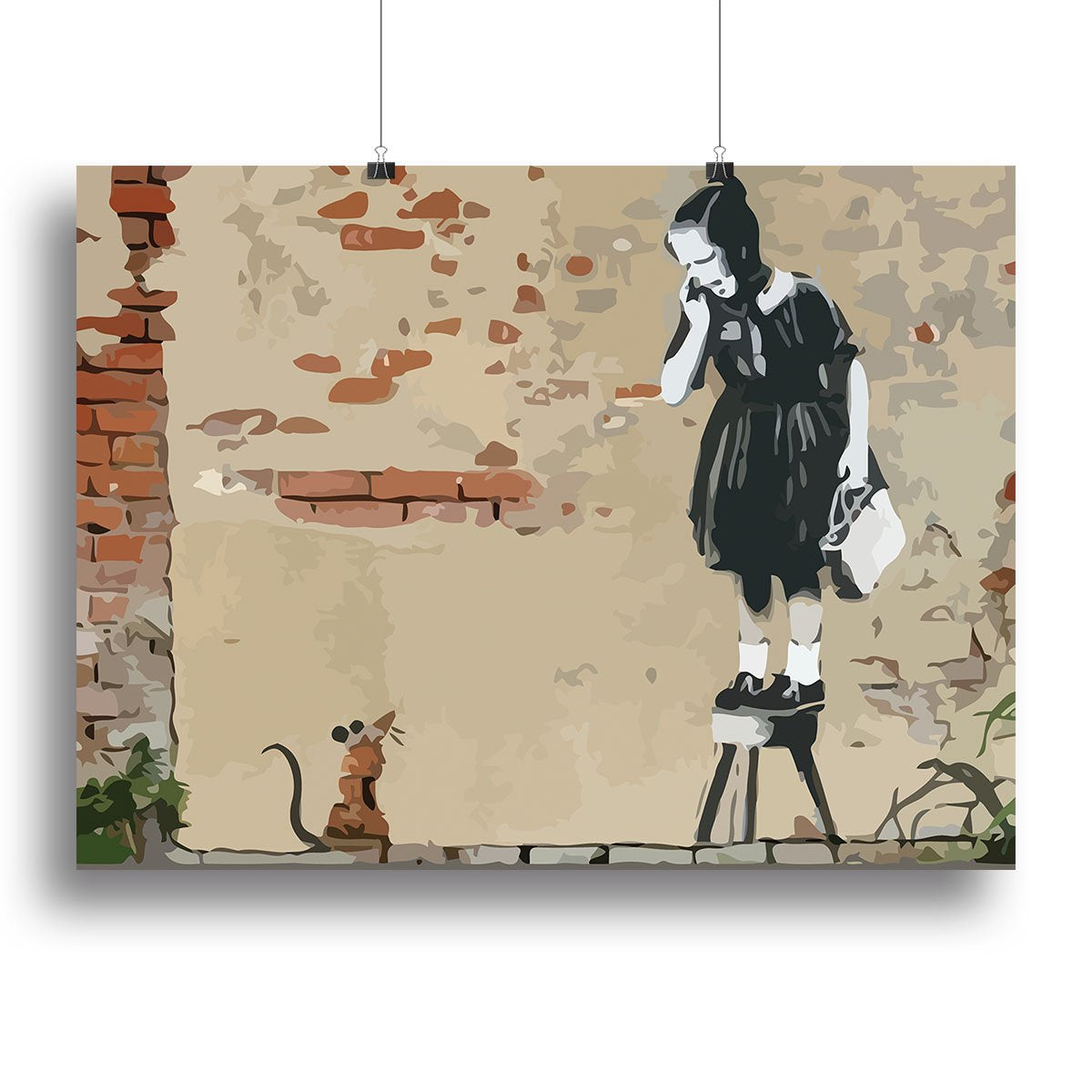 Banksy School Girl Mouse Canvas Print or Poster