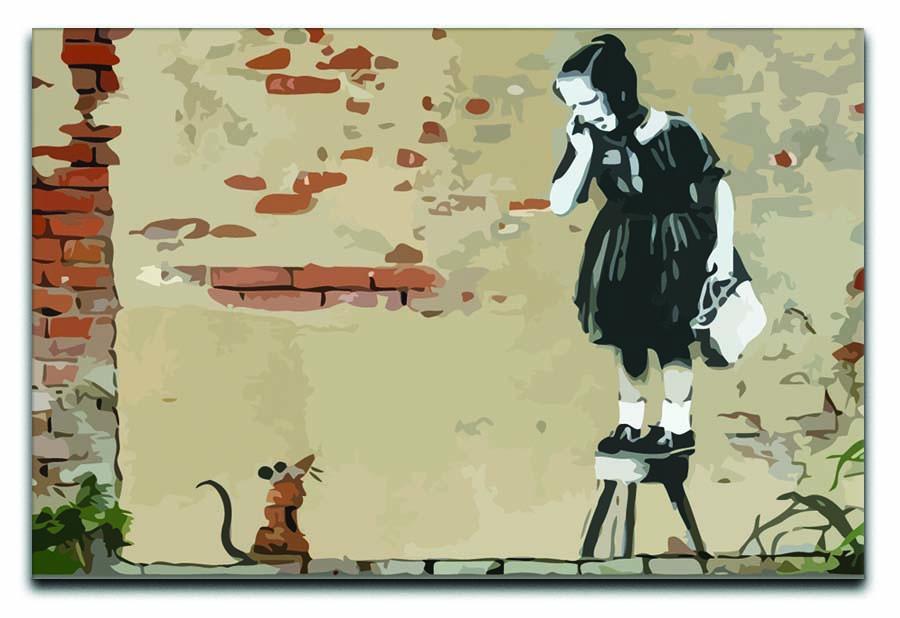 Banksy School Girl Mouse Canvas Print or Poster  - Canvas Art Rocks - 1