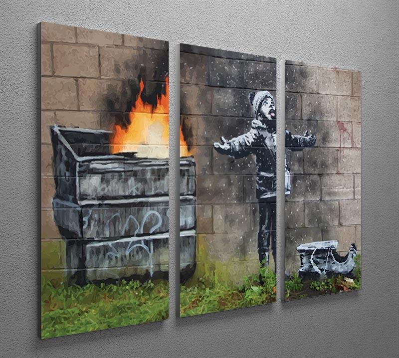 Banksy Seasons Greeting 3 Split Panel Canvas Print - Canvas Art Rocks - 2