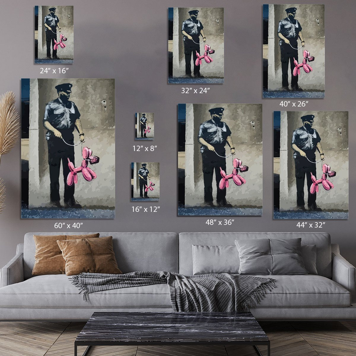 Banksy Security Guard With Pink Balloon Dog Canvas Print or Poster