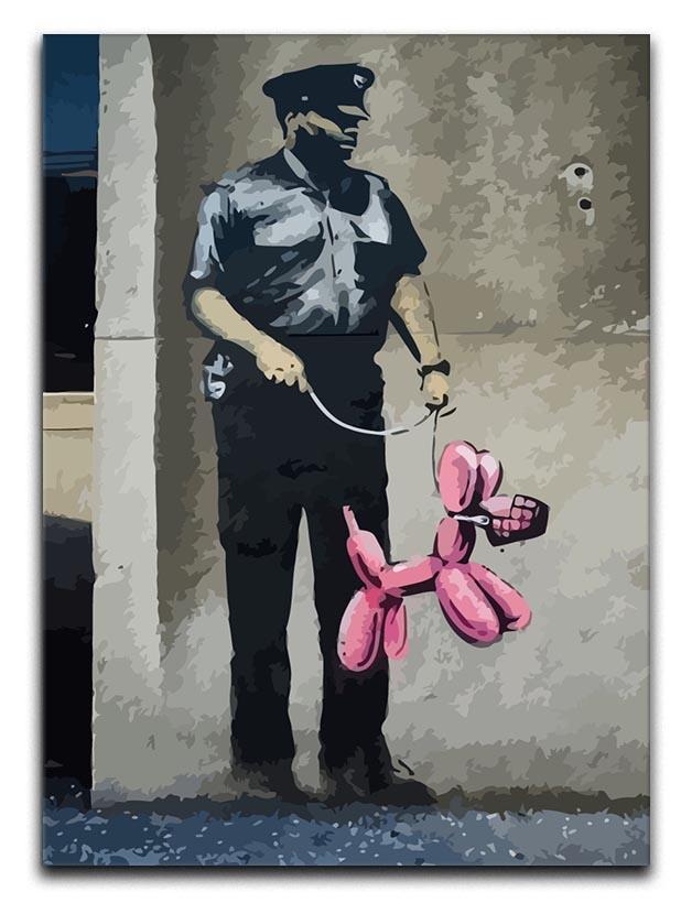 Banksy Security Guard With Pink Balloon Dog Canvas Print or Poster  - Canvas Art Rocks - 1