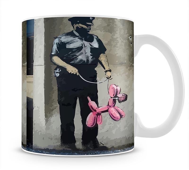 Banksy Security Guard With Pink Balloon Dog Mug - Canvas Art Rocks - 4