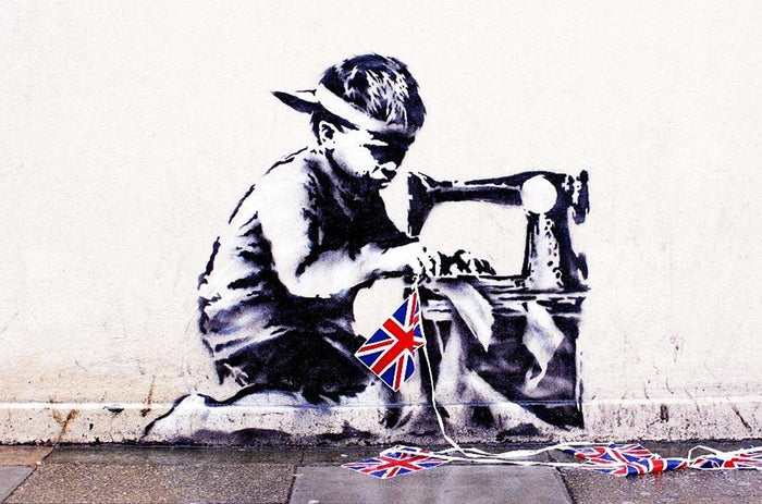 Banksy Slave Labor Wall Mural Wallpaper