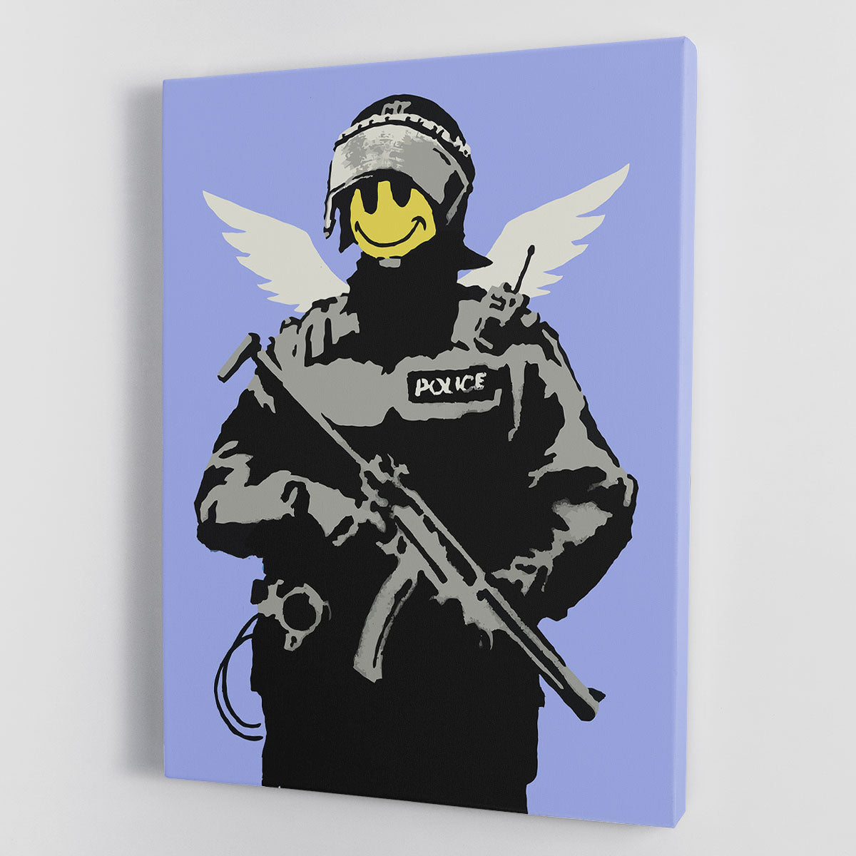 Banksy Smiley Angel Policeman Blue Canvas Print or Poster - Canvas Art Rocks - 1