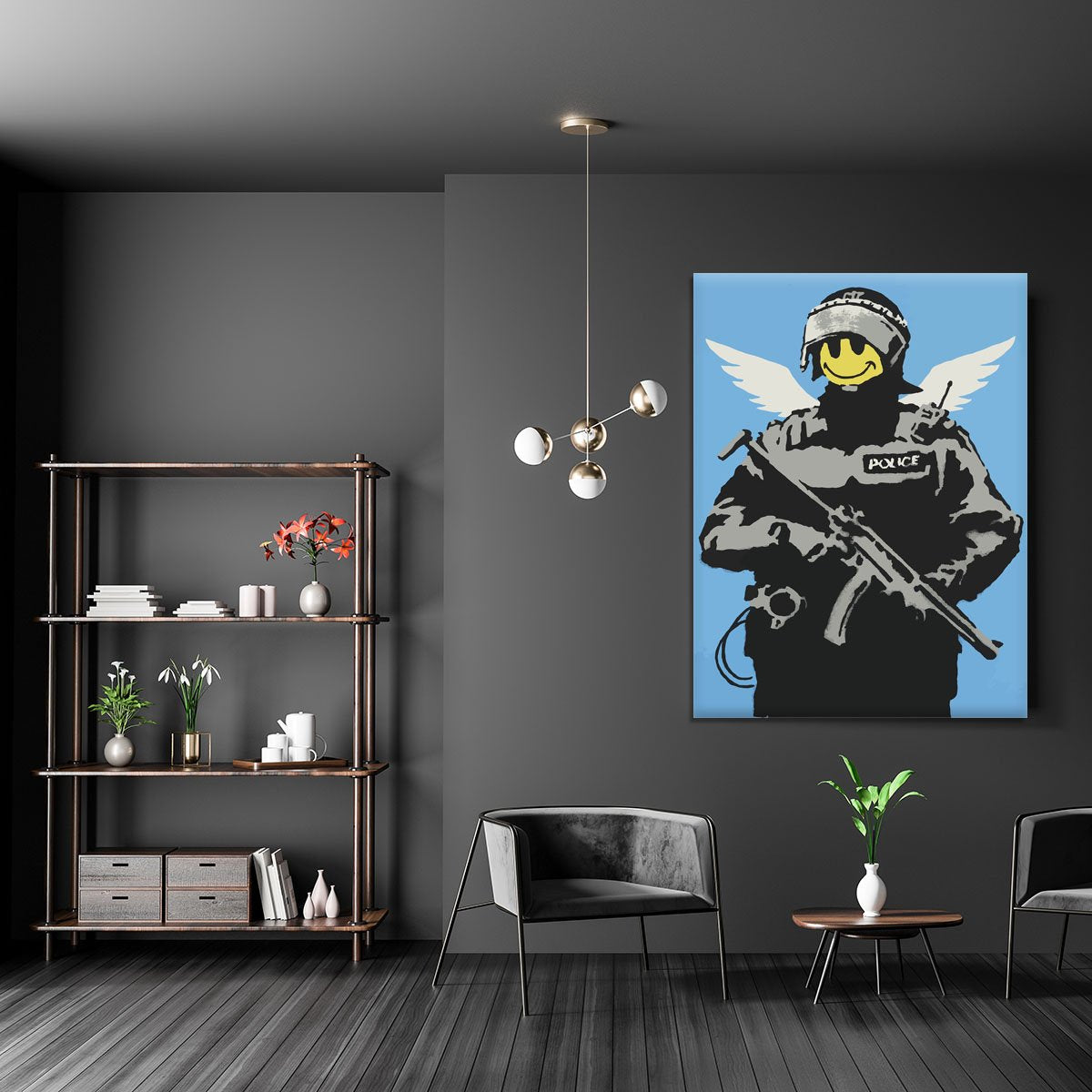 Banksy Smiley Angel Policeman Canvas Print or Poster