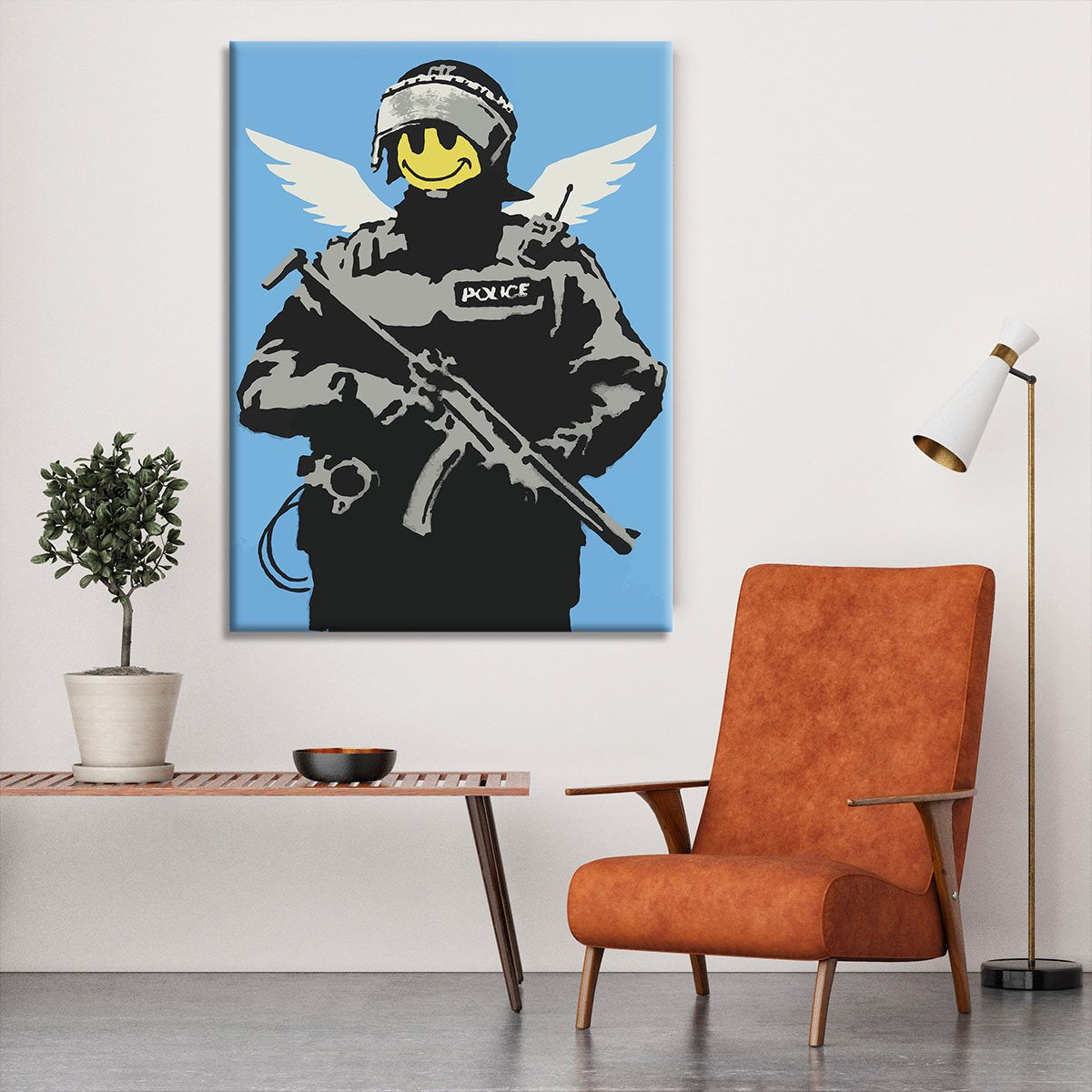 Banksy Smiley Angel Policeman Canvas Print or Poster