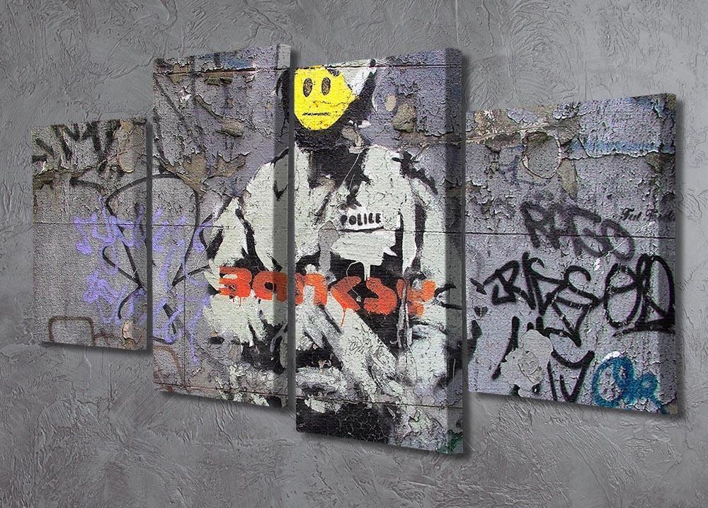 Banksy Smiley Riot Cop 4 Split Panel Canvas - Canvas Art Rocks - 2